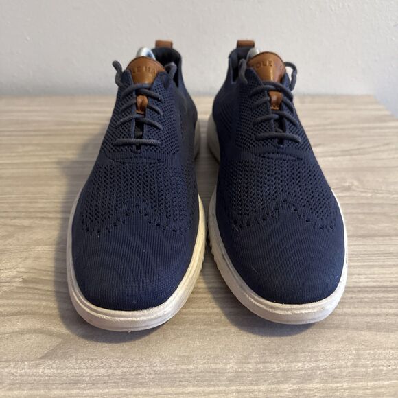Cole Haan Grand Stretch Knit Wing Tip Oxford Shoes Navy Blue C37369 Sz 10 - Picture 3 of 11
